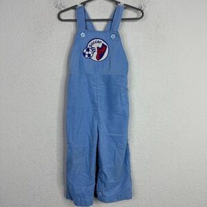 Health-Tex Overalls Boys 24 M Blue Corduroy Vtg Playful‎ Soccer 80s Made in USA